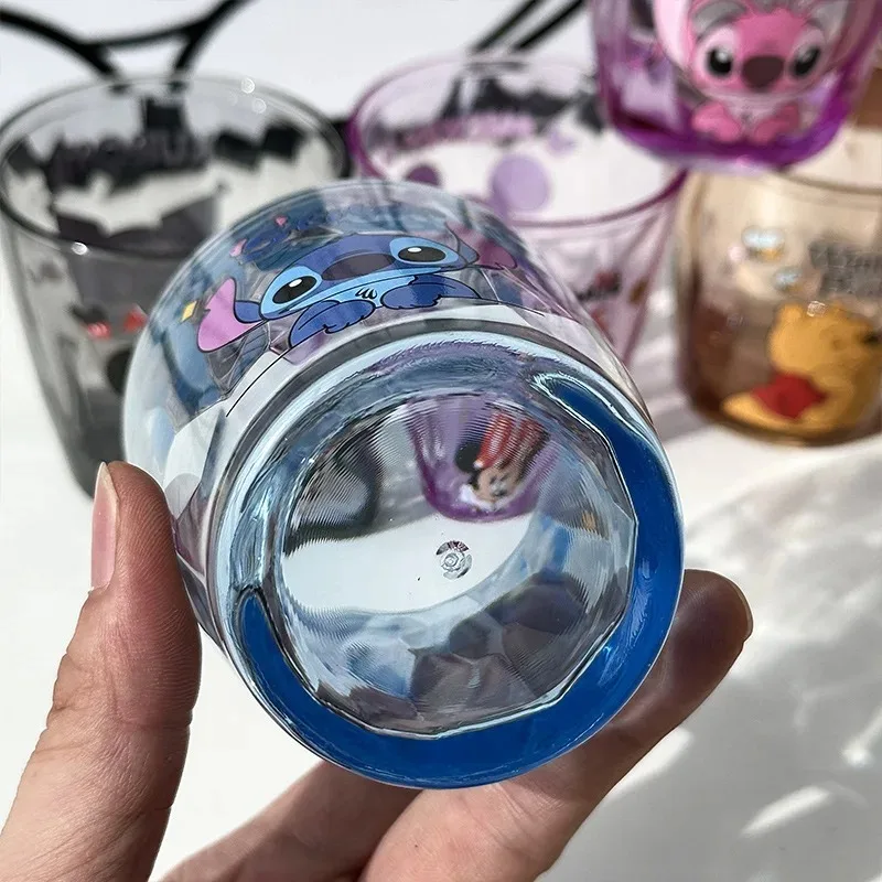 310ml lilo & ponto copo de enxaguatório bucal infantil disney anime mickey mouse winnie the pooh copo de água engrossado anti gota copos de cristal