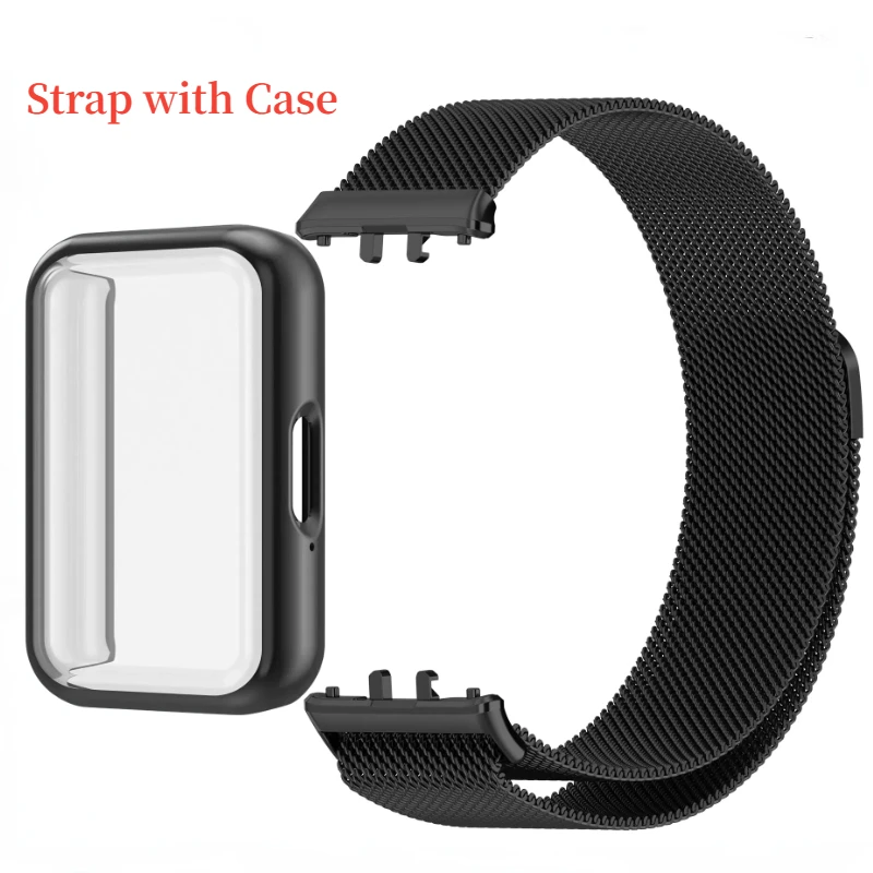 Milanese Strap with Watch Case For Samsung Galaxy Fit 3 Two Piece Protective Shell Wristband Set For Samsung Fit 3 Accessory