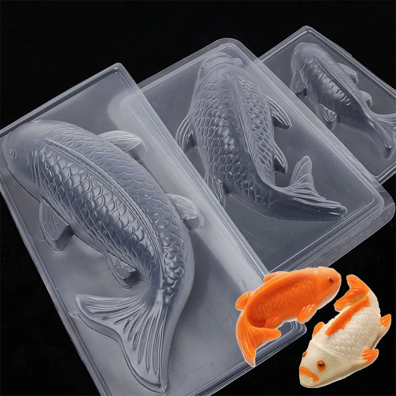 1PCS fish mold 3D Koi Fish Shape Plastic Cake Chocolate Jelly Mould Mold DIY Soap Handmade Sugarcraft Mold Baking Molds