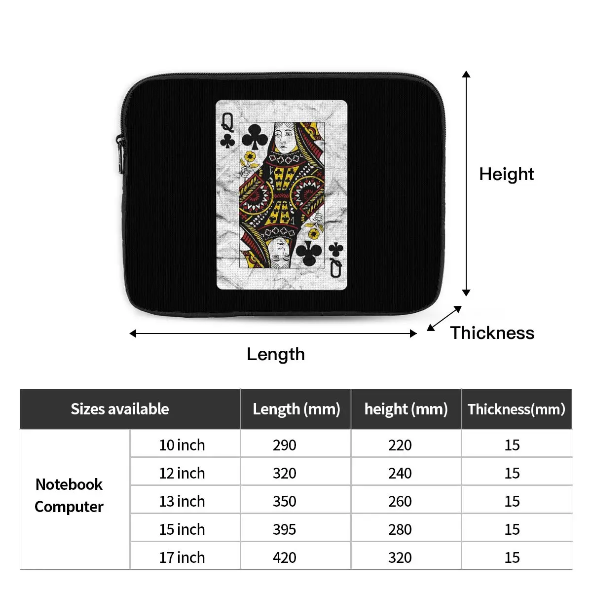 أوراق اللعب كوين كلوبز (تصميم متعثر) حقيبة كمبيوتر محمول للكمبيوتر المحمول حقيبة الحقيبة لجهاز ماك بوك اير برو اللوحي حقيبة مضادة للصدمات