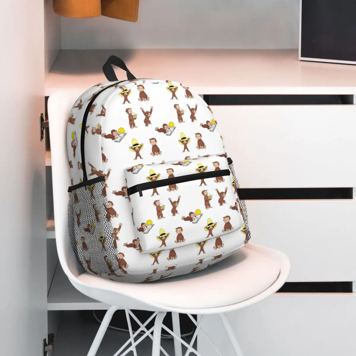 George The Curious Monkey Cartoon For Kids Pack Student Backpack School Bag Hiking Travel Daypack for Boys Girls Bookbag