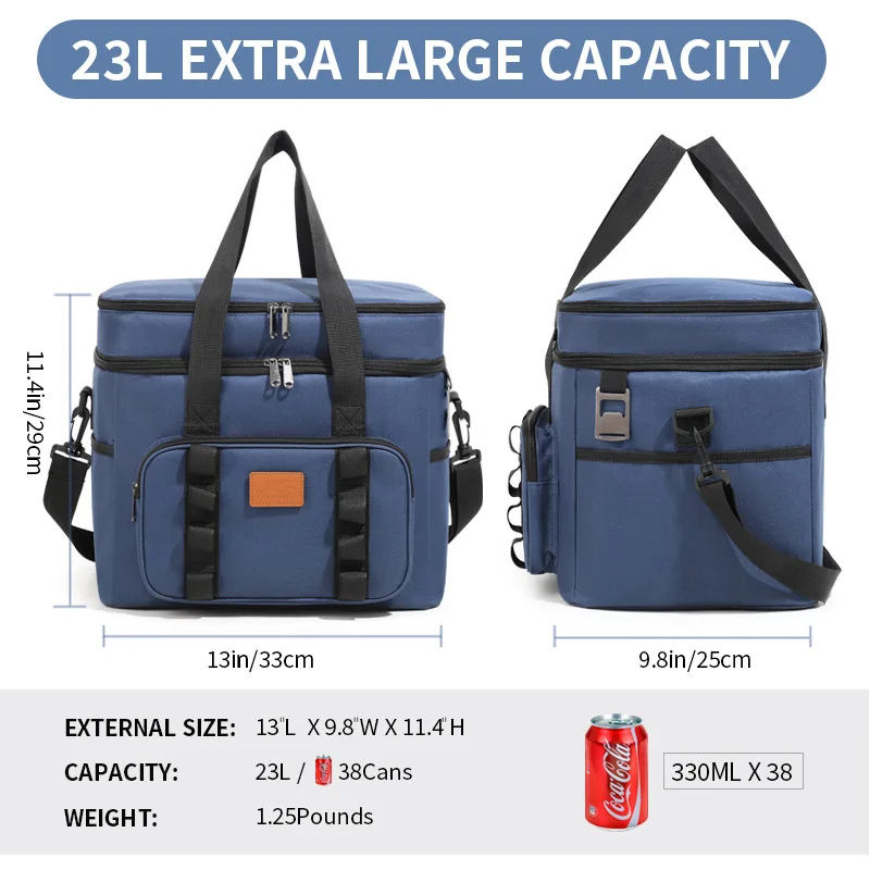 Multifunctional Double Layers Tote Cooler Lunch Bags for Women Men Large Capacity Travel Picnic Lunch Box with Shoulder Strap