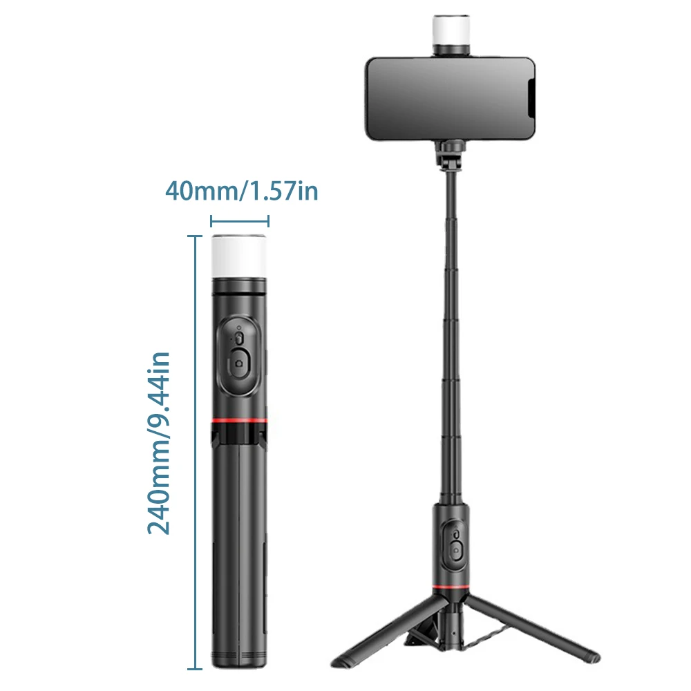 Q12S Selfie Stick Telescopic Rod Phone Tripod Mobile Stand Bluetooth Tripod Stand with Remote Control Ring Light Mini Tripod