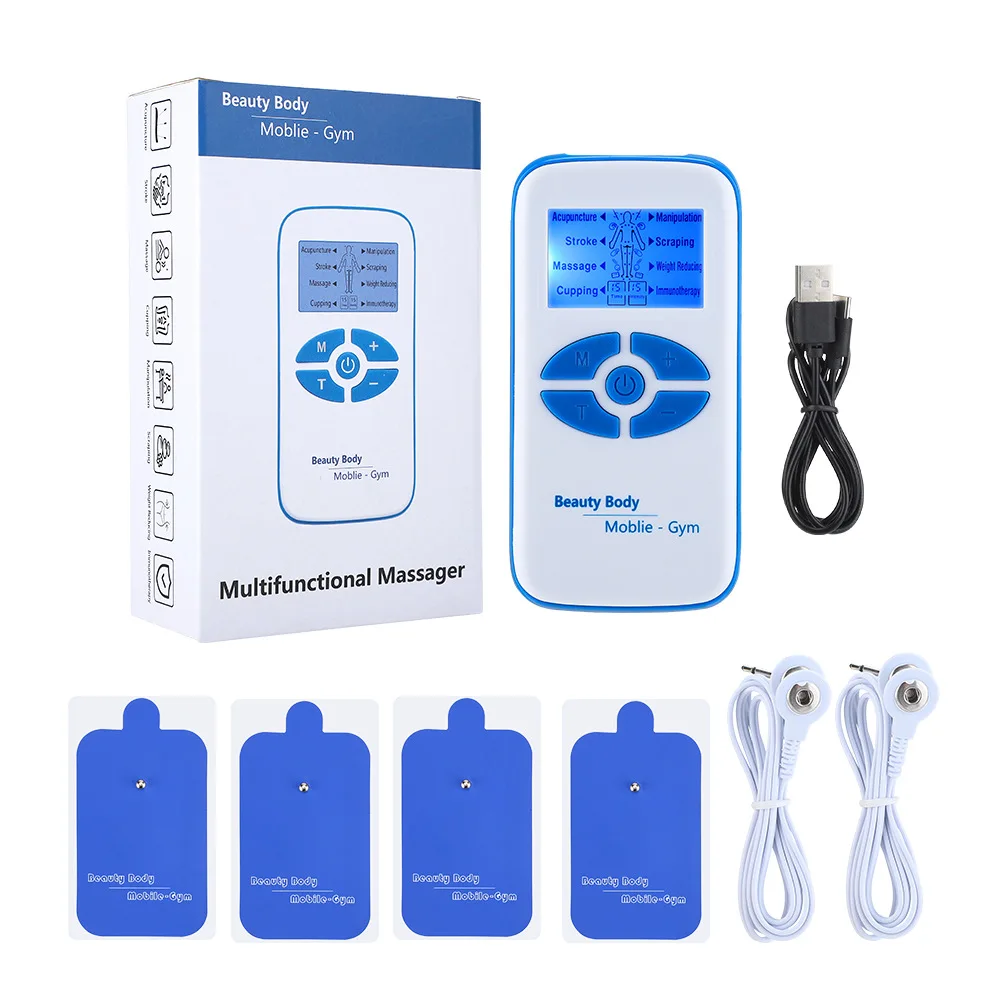 

Tens Unit Machine Pulse Massager for Pain Relief, 8 Massage Modes, Rechargeable Muscle Stimulator Device with 4 Pads