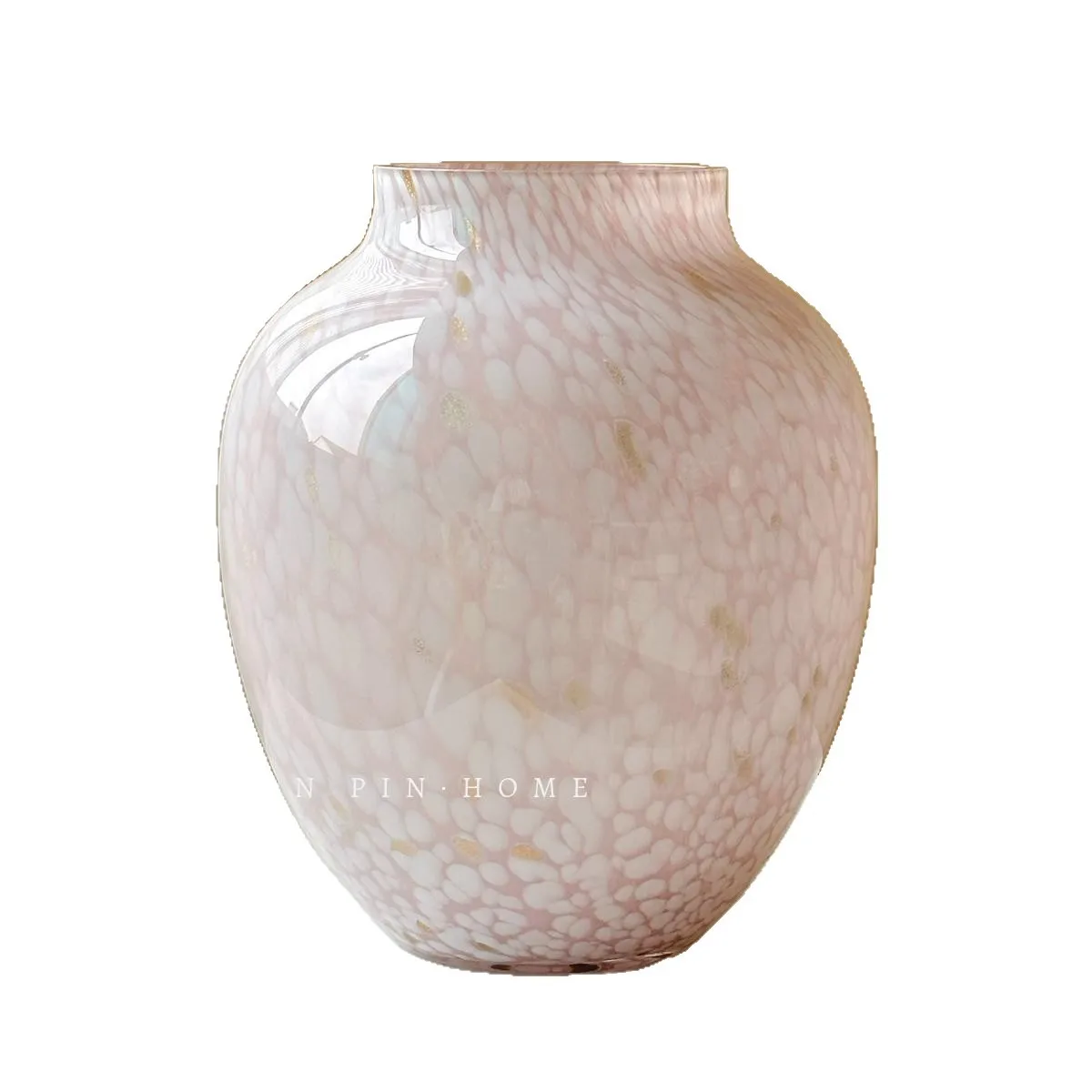 HYS Cloud Mist Glass Vase Light Luxury Living Room Ornament Niche High-end Medium Antique Retro Glazed Flower