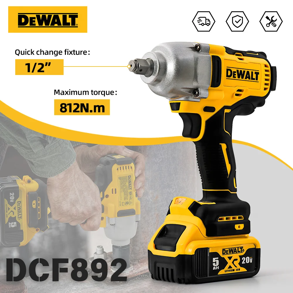 

DEWALT DCF892 812N.m Cordless Electric Wrench Brushless Impact Driver Torque 1/2 Inch Adjustment Auto Repair 20V Power Tools