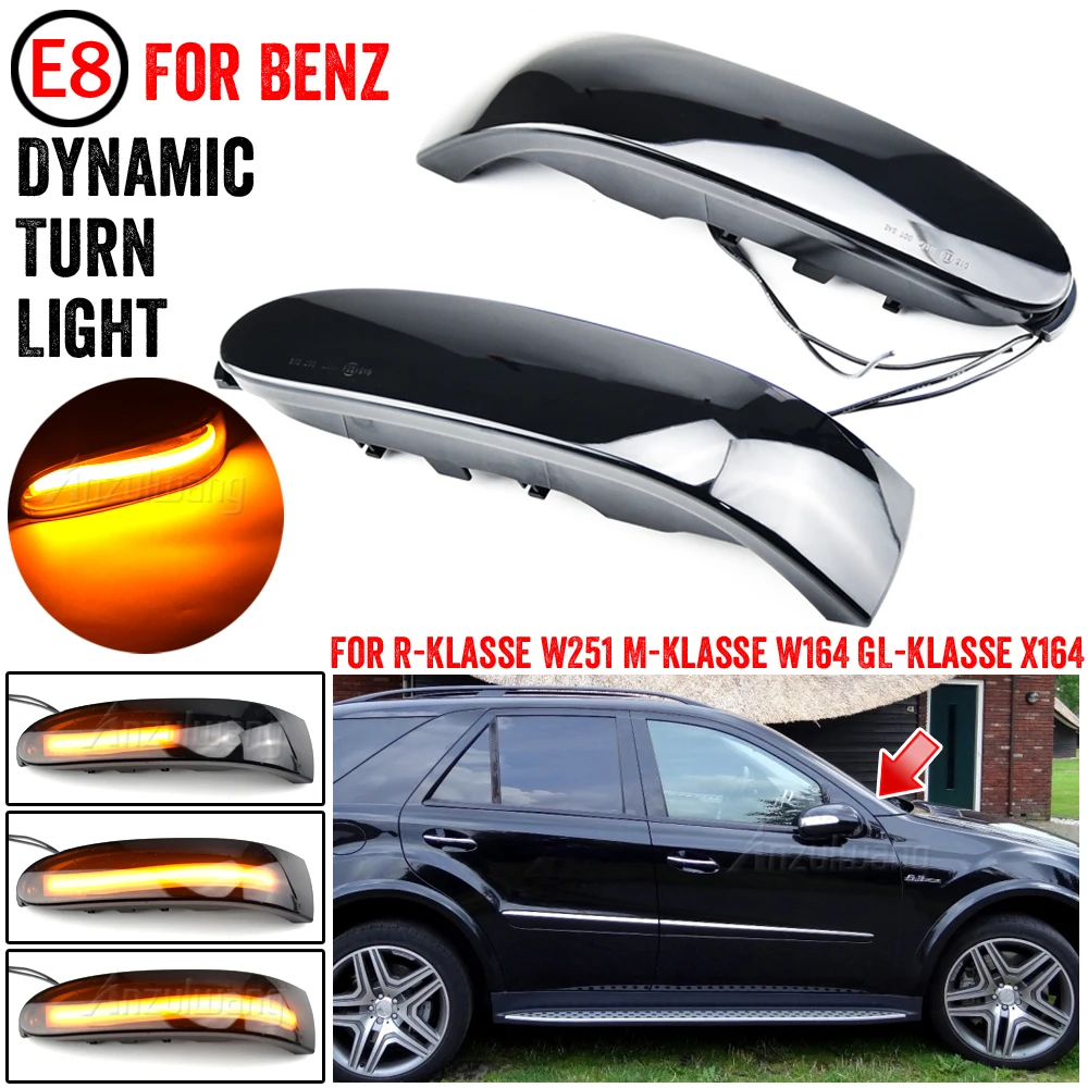 

Dynamic Turn Signal LED Light Rearview Mirror Indicator For Mercedes-benz M-Class W164 2005-2008 R W251GL X164 2006-10 Facelift