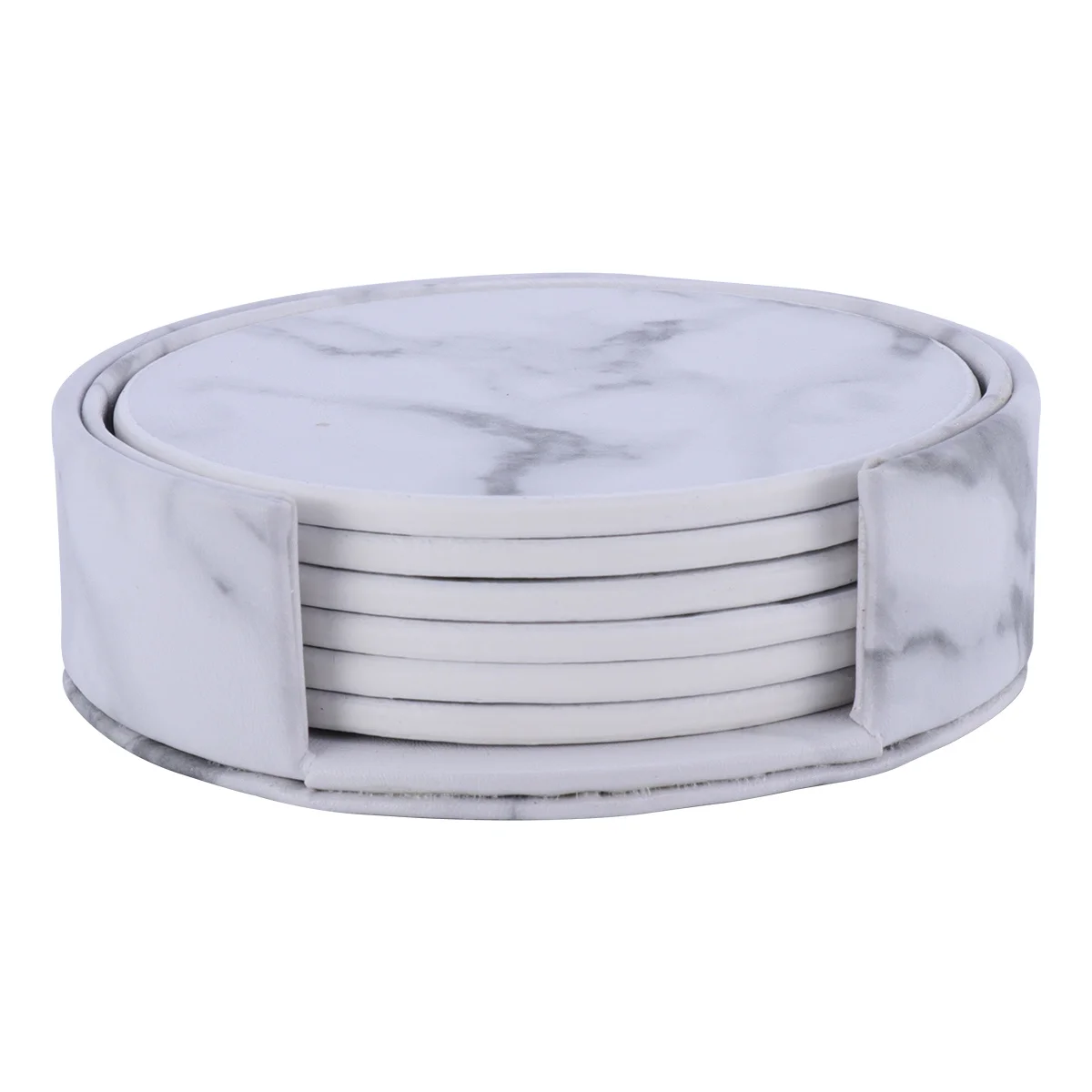 

1Pcs Round Cup Mat Soft PU Material Insulation Coaster Table Mat Kitchen Home Surface Protection Coaster for Home