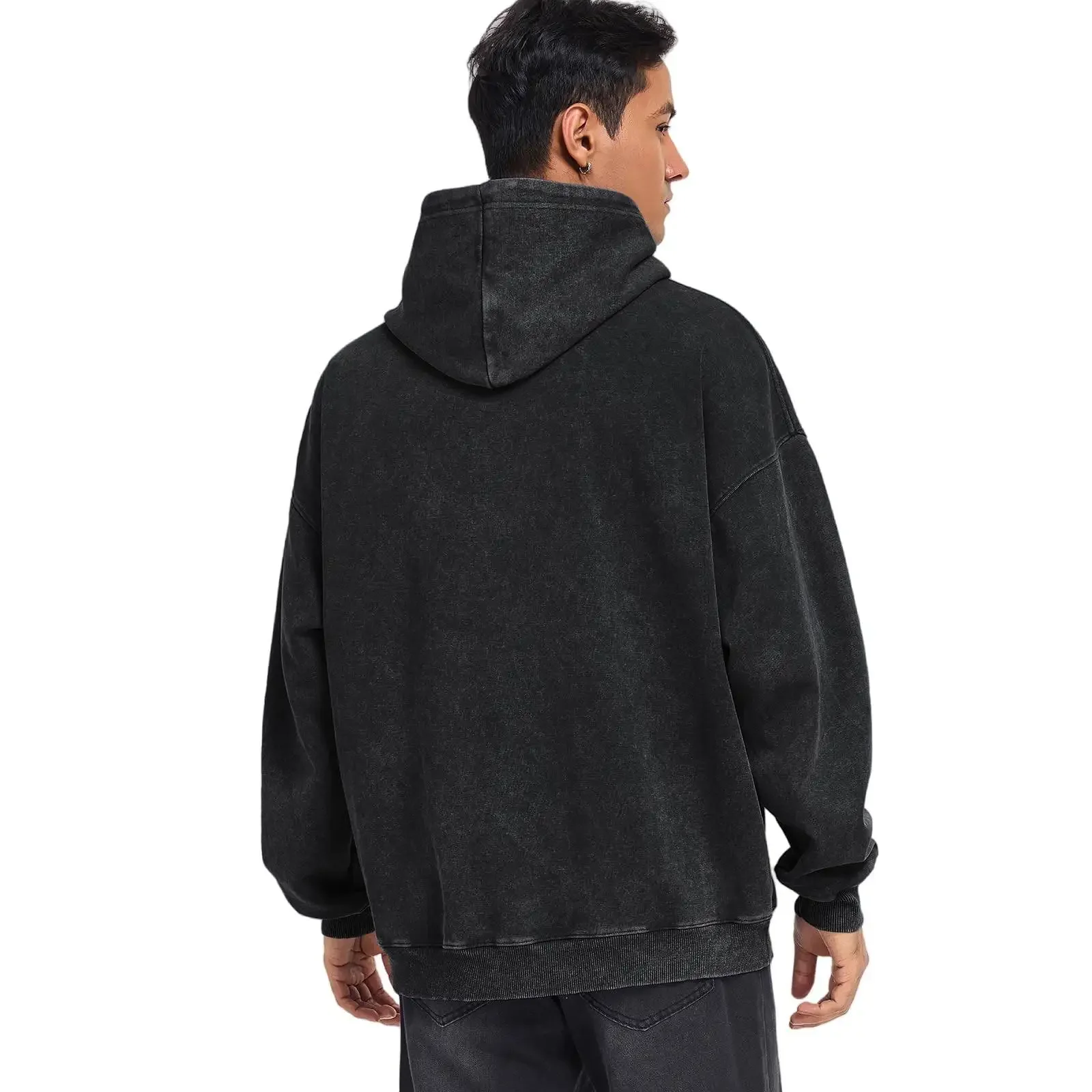 رجل خمر غسلها القطن هوديي أنيمي هجوم على تيتان ليفي شخصية الرسم مع النص الأخضر فضفاض Y2K الهيب هوب الشارع الشهير #4