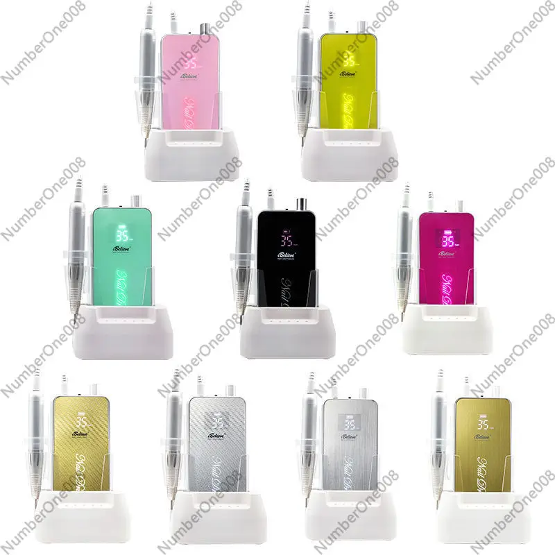 Portable Nail Drill Machine Rechargeable Battery Powered Electric File Manicure Pedicure Tool Kit Coreless Motor