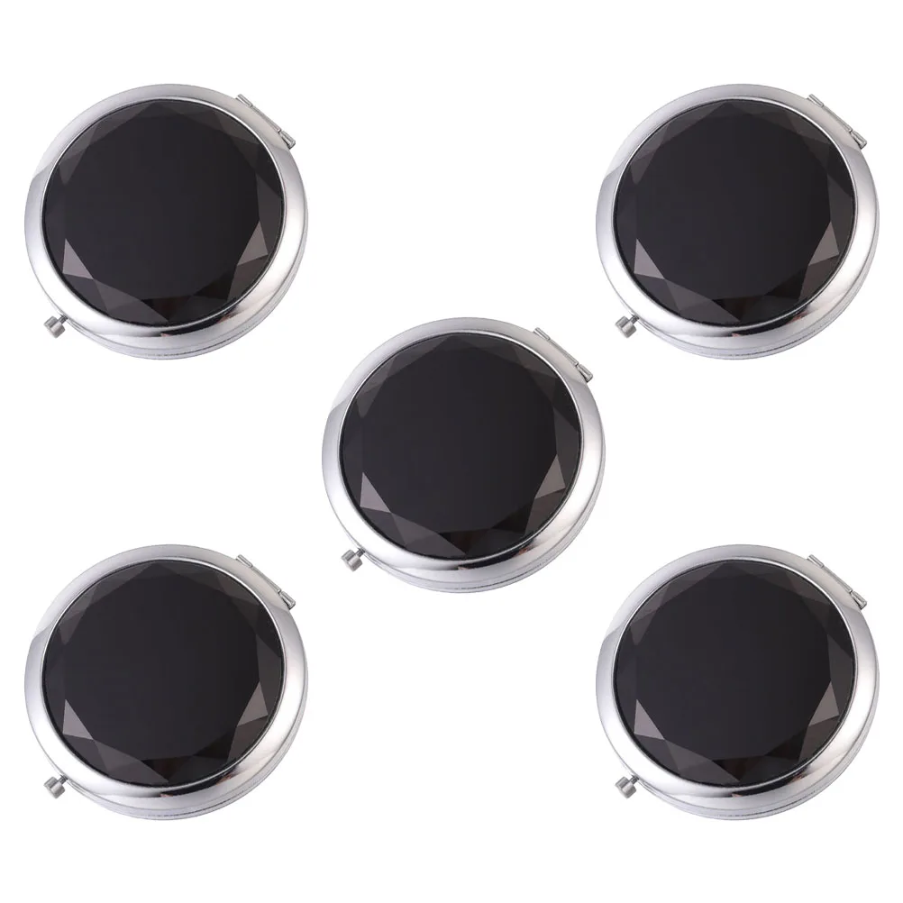 

5 Pcs Vanity Mirror Compact Makeup Travel Affordable Double-sided Metallic Glass Mirrors Women Elegant