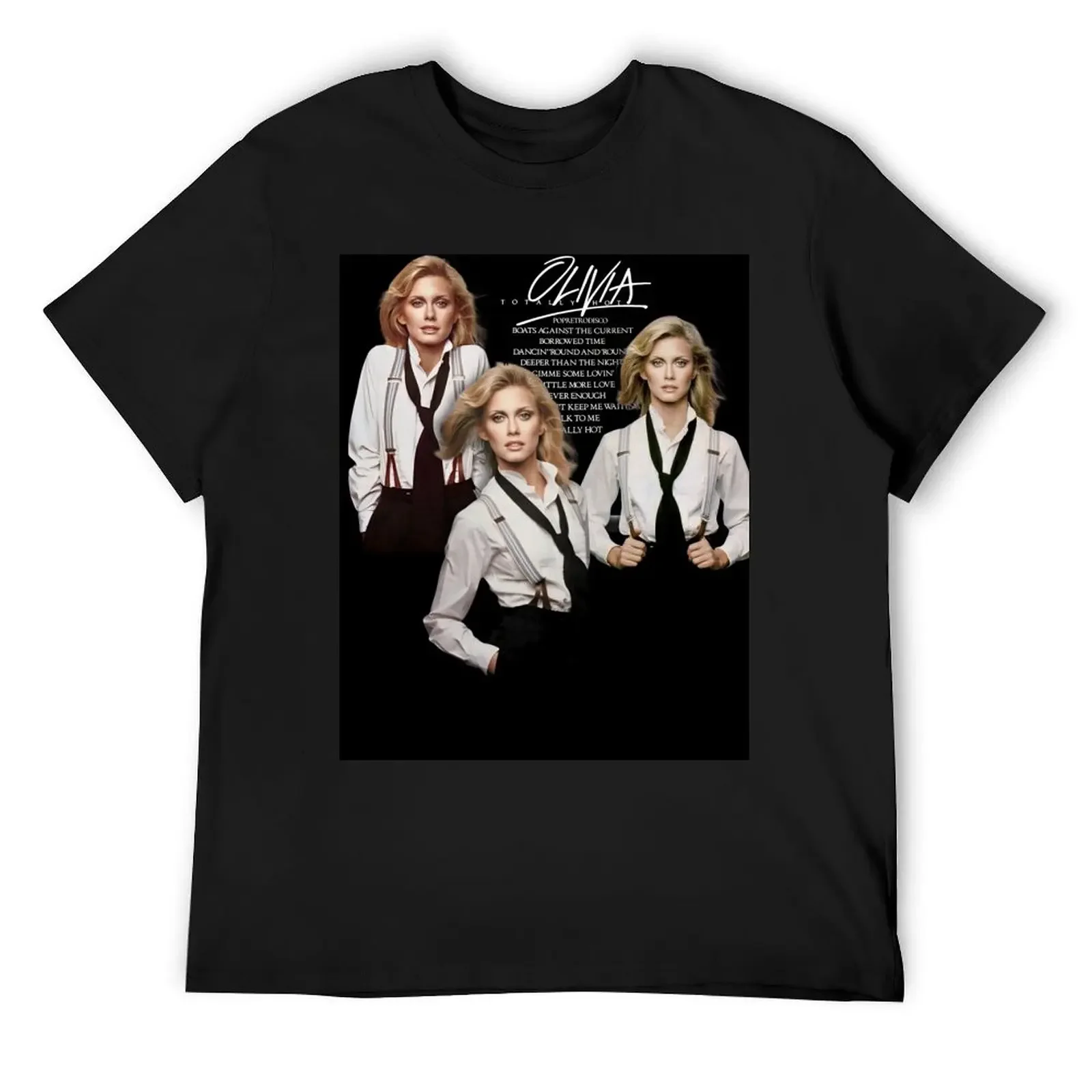 

Olivia Newton-John - Totally Hot Track List T-Shirt street wear tees plus size clothes Men's clothing