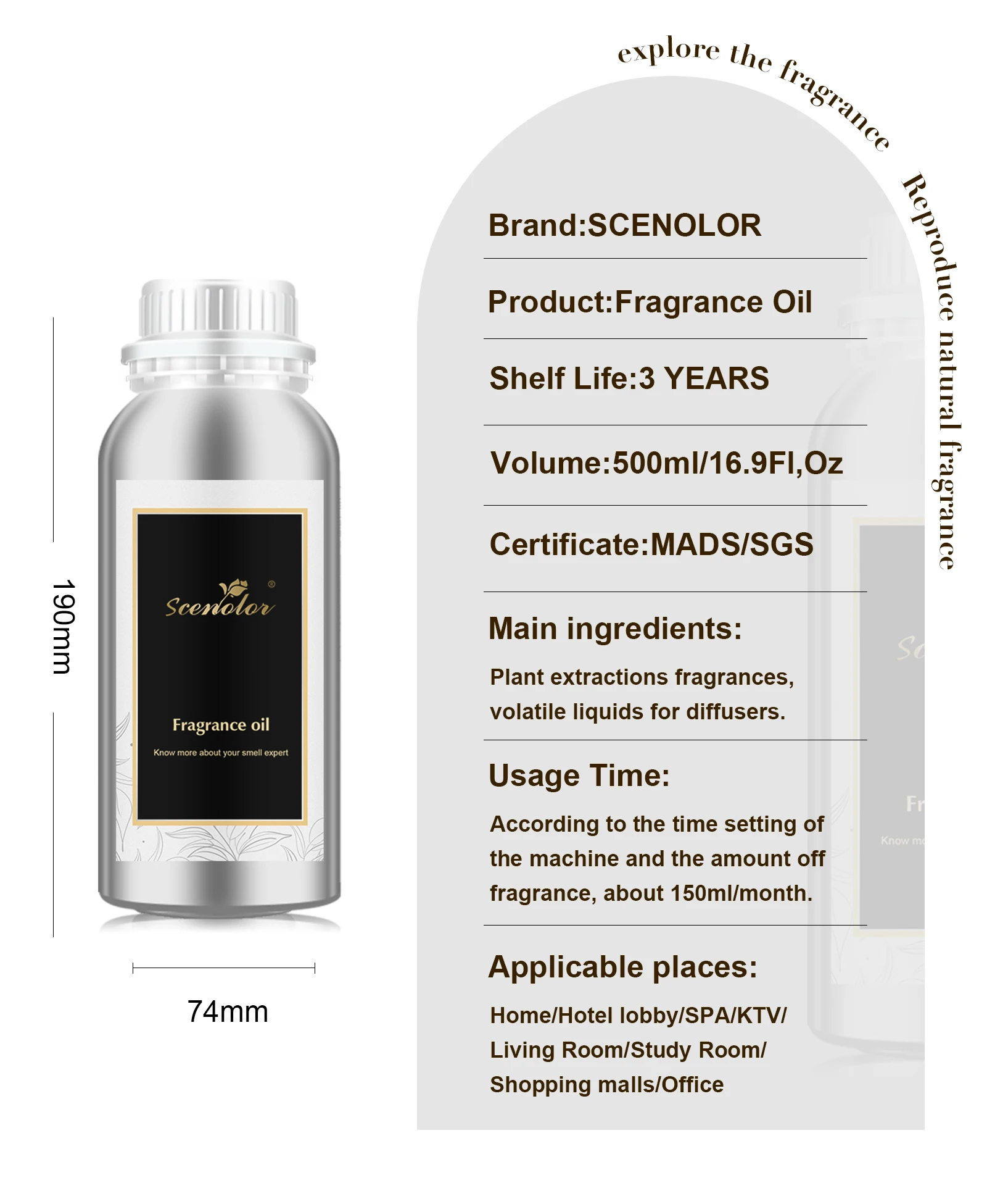 Scenolor 500ML Famous Brand Perfume Oils For Tom Ford Oud Wood Aromatherapy Essential Oil Home Waterless Fragrances Diffusers