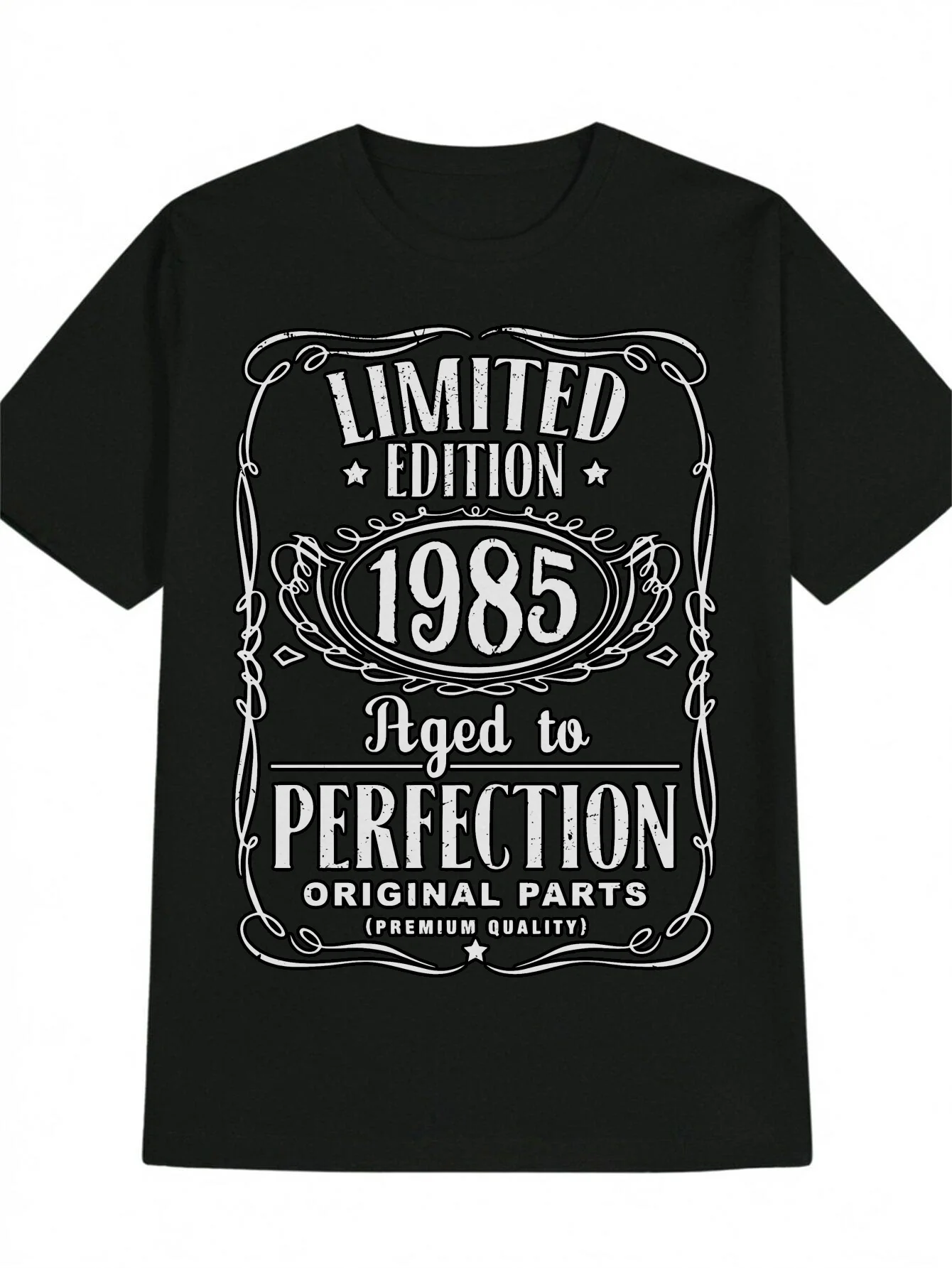

Limited Edition 1985 Aged to Perfection Men'S T-Shirt - Black Casual Crew Neck, Vintage-Inspired Print, Perfect Gift for Men
