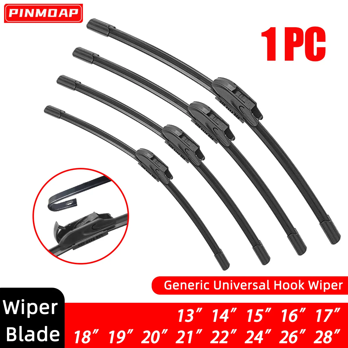 13 "-28" ممسحة عالمية مطورة على شكل حرف J/U لمساحات الزجاج الأمامي للسيارة باستخدام صفائح مطاطية عالية الجودة