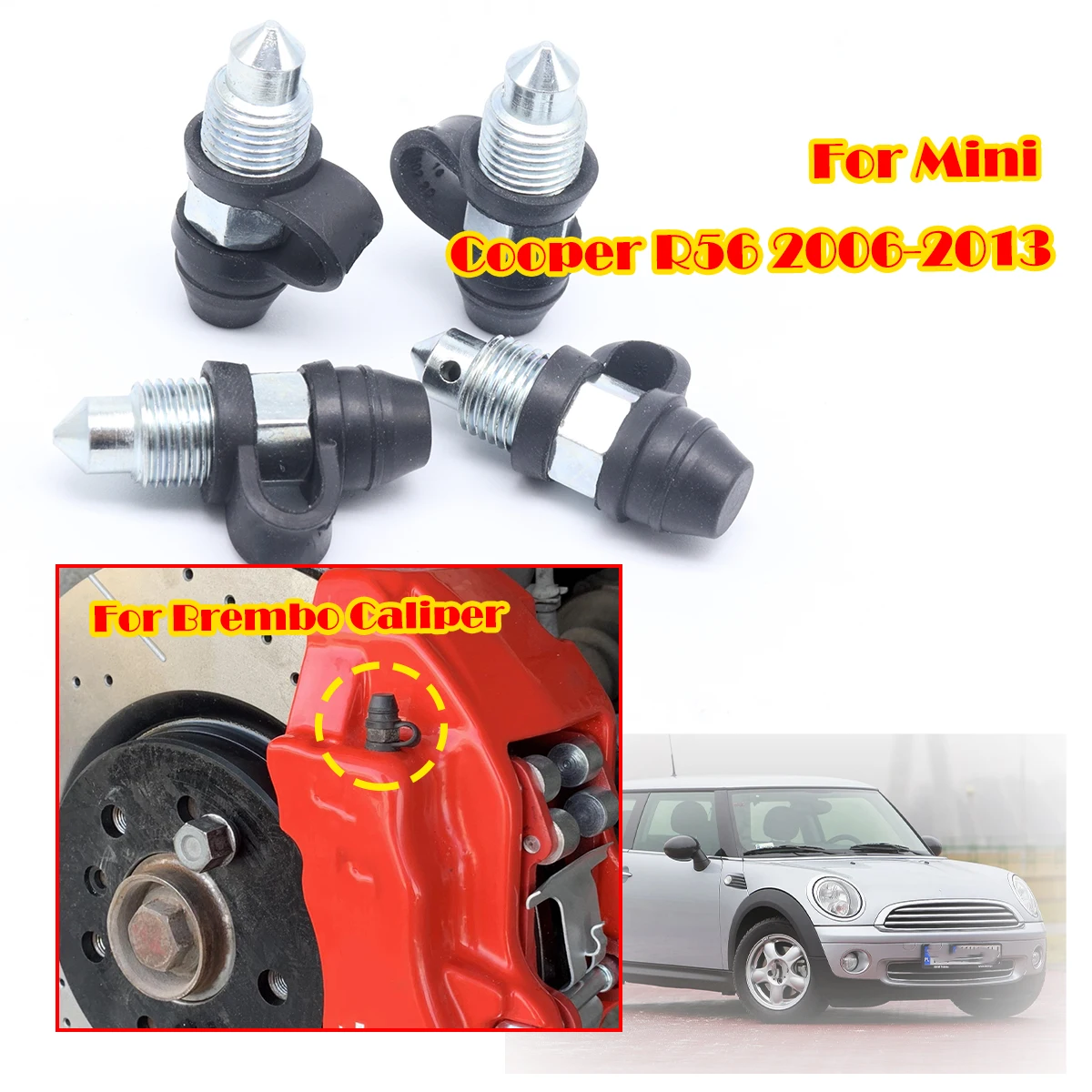 

For Mini Cooper R56 2006-2013 Front Rear Left Brake Caliper Bleed Nipples Screws Repair Kit Bleeder Valves Dust Caps for Brembo