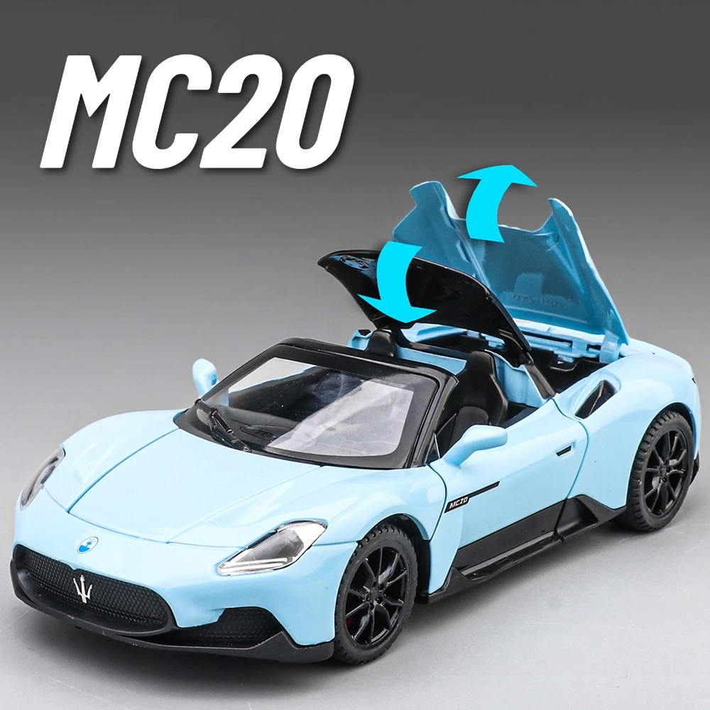 Modèle de voiture Convertible MC20 Valkyrie, échelle 1:32, corps en alliage, pneus en caoutchouc, son et lumière, modèles de supercar, ornement de Table de bureau