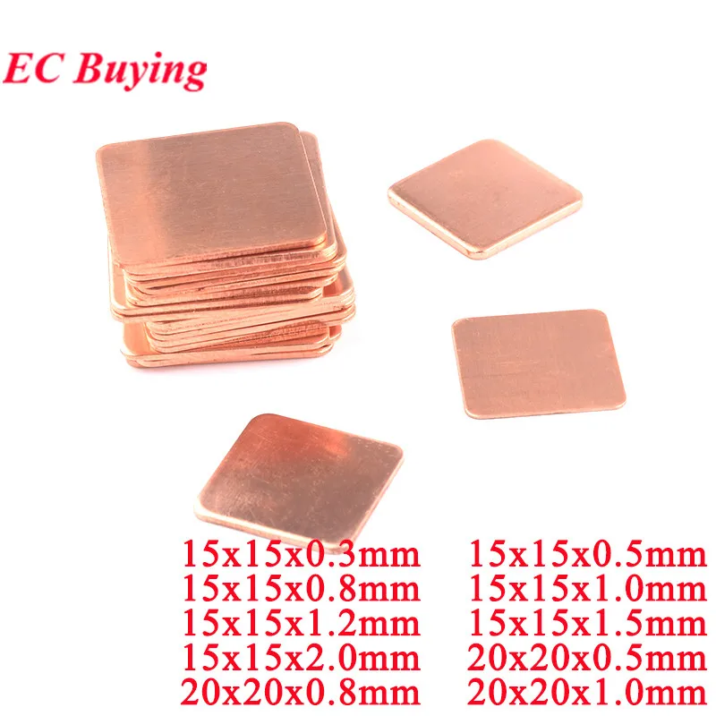 5-10Pcs 0.3mm/0.5mm/0.8mm/1.0mm Laptop Copper Sheet Plate Strip Shim Thermal Pad Heatsink Sheet For GPU CPU VGA Chip RAM Cooling