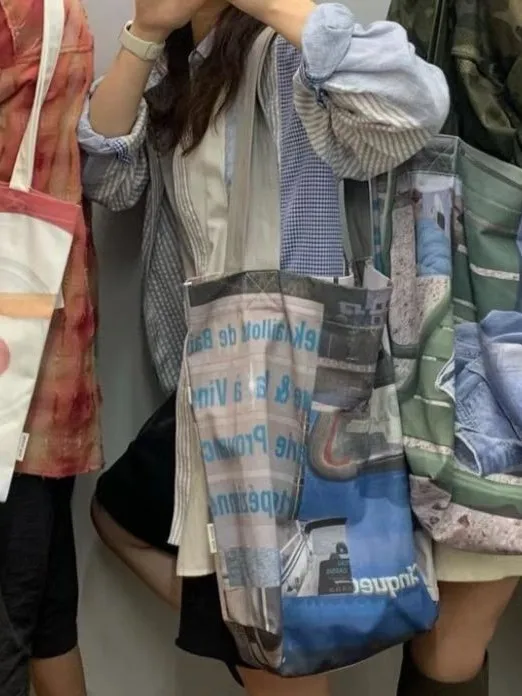 

Double-Sided Photoaphy Poster Sle Canvas Tote Bag op Bag ex Durable Cotton cery Bag ular fiti Element