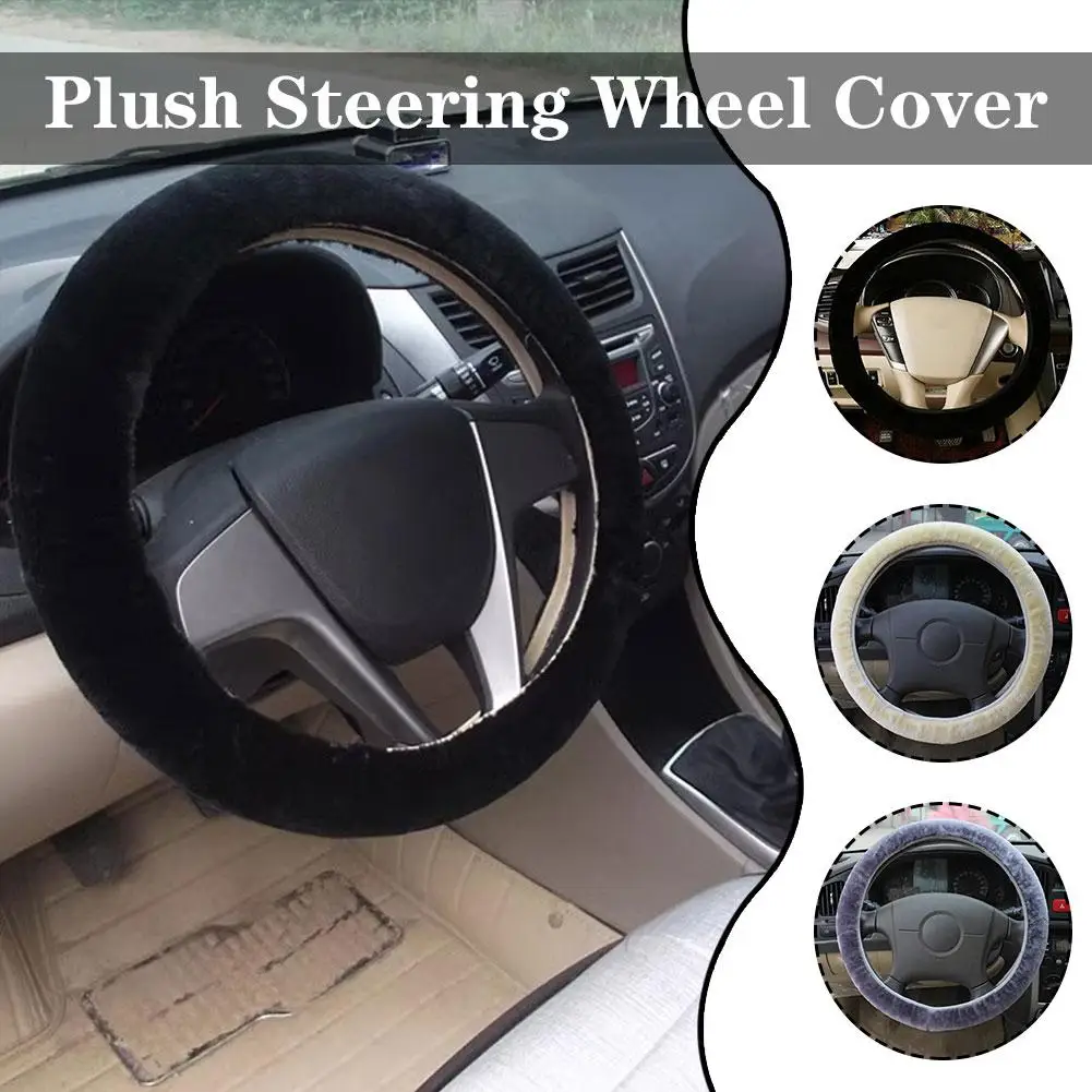 Universal 38cm Soft Plush Rhinestone Car Steering Wheel Cover Steering-Cover Parts Decoration Protector Accessories Interio M5J9