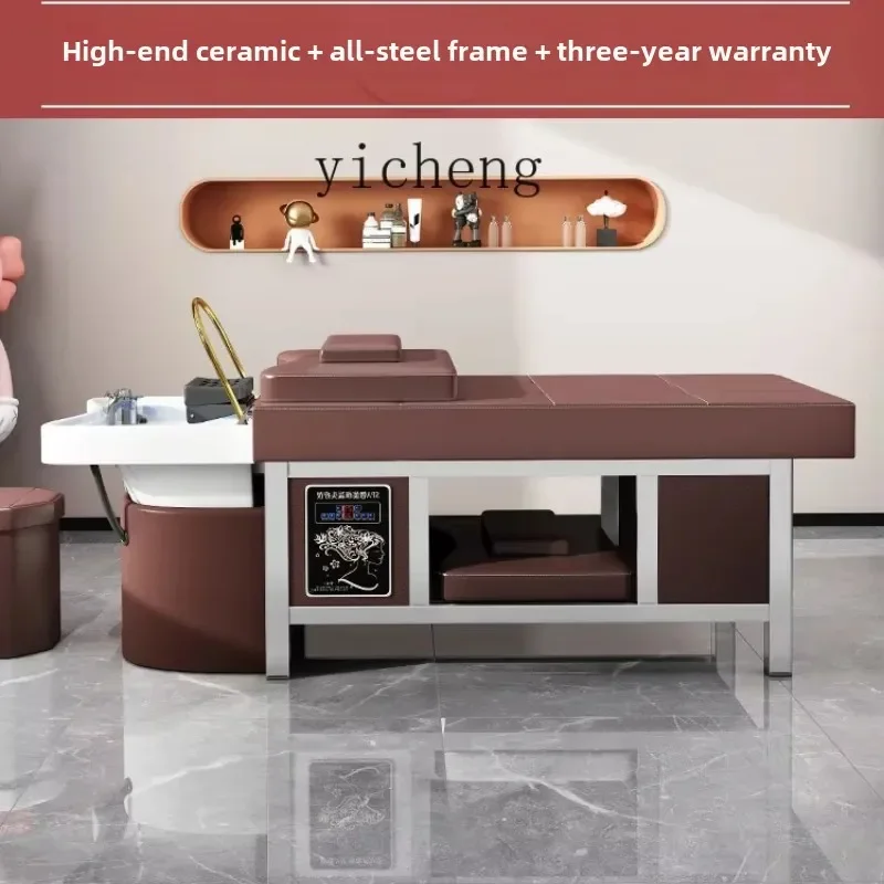 Thai massage head treatment water circulation fumigation hair salon special ceramic basin shampoo bed