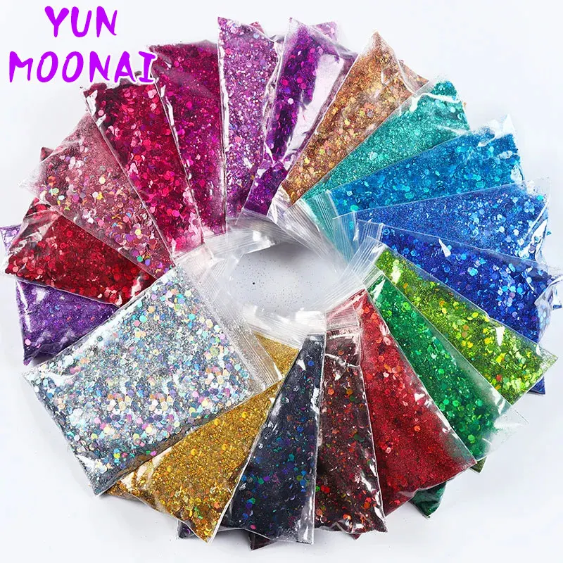 50g/Bag Holographic Chunky Glitter Craft Glitter Powder Mixed Chunky Fine Iridescent Nail Sequins for Nail ,Festival Decor image 2
