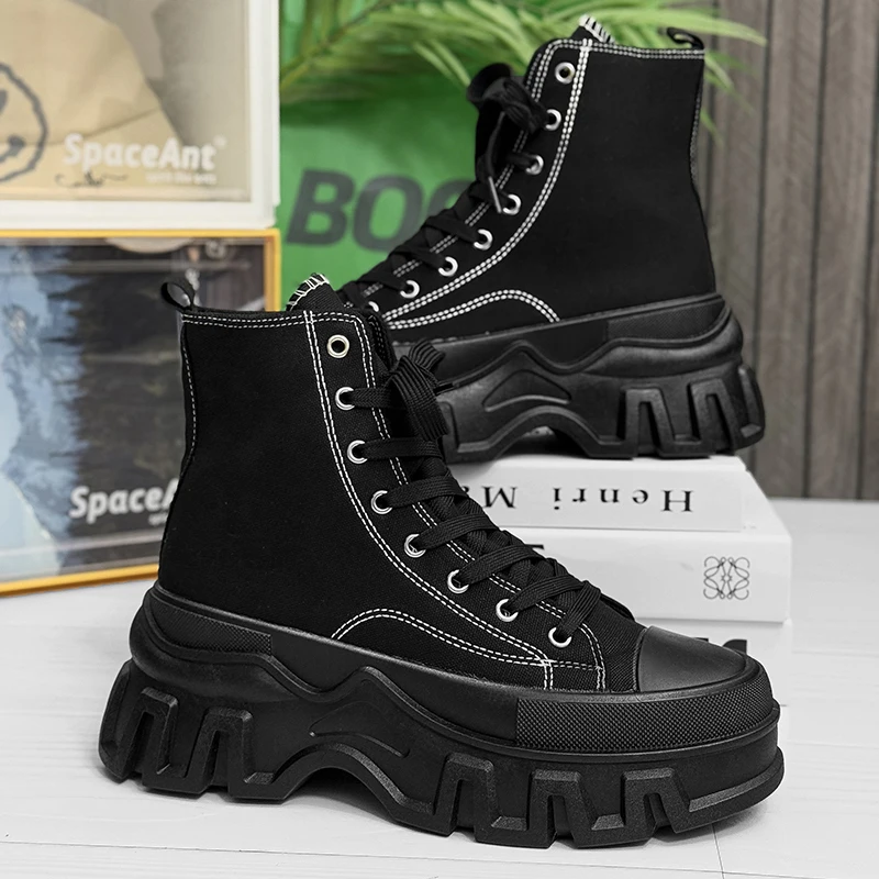 Men's Fashion Casual Thick Bottom Boots Punk Style Suitable for Outdoor Simple Versatile Four-Season Design