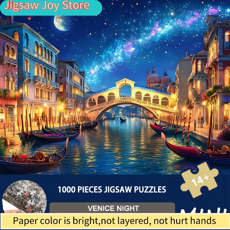 

Mini Venice Night Art Jigsaw Puzzle - 38x26, Grand Canal at Night Scene, Ideal for Adults & Art Collectors