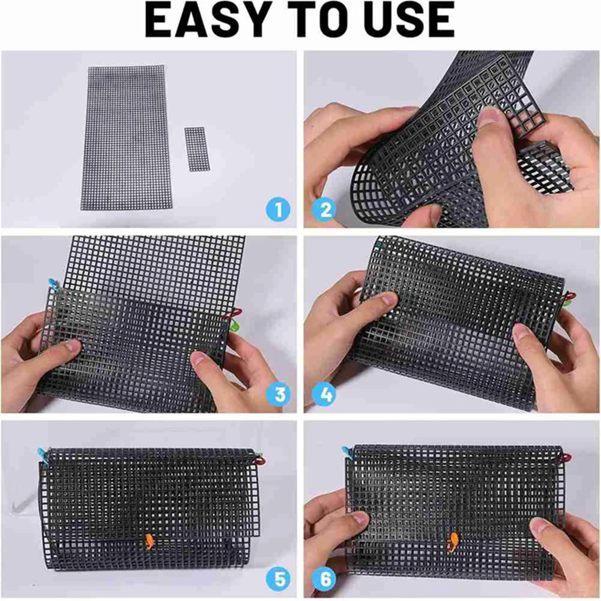 A95I-Schwarze Kunststoff-Mesh-Leinwandbögen, Taschenboden, Former-Pads, Geldbörsen-Herstellungsvorlage für Acrylgarn, Basteln, Stricken, Häkeln