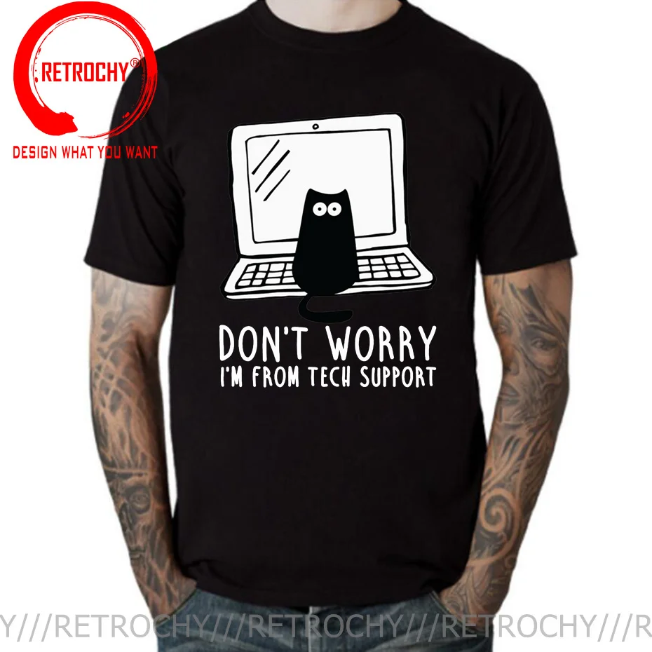 

Anime Coding Cat I'm From Tech Support Men's T shirt Programmer Computer Developer Geek Nerd Tee Shirt Programming Coder T-Shirt