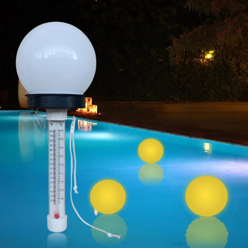 Drijvende zwembadthermometer met LED-licht op zonne-energie Waterdichte watertemperatuurmeter Multifunctioneel voor koude duik spa-vijver