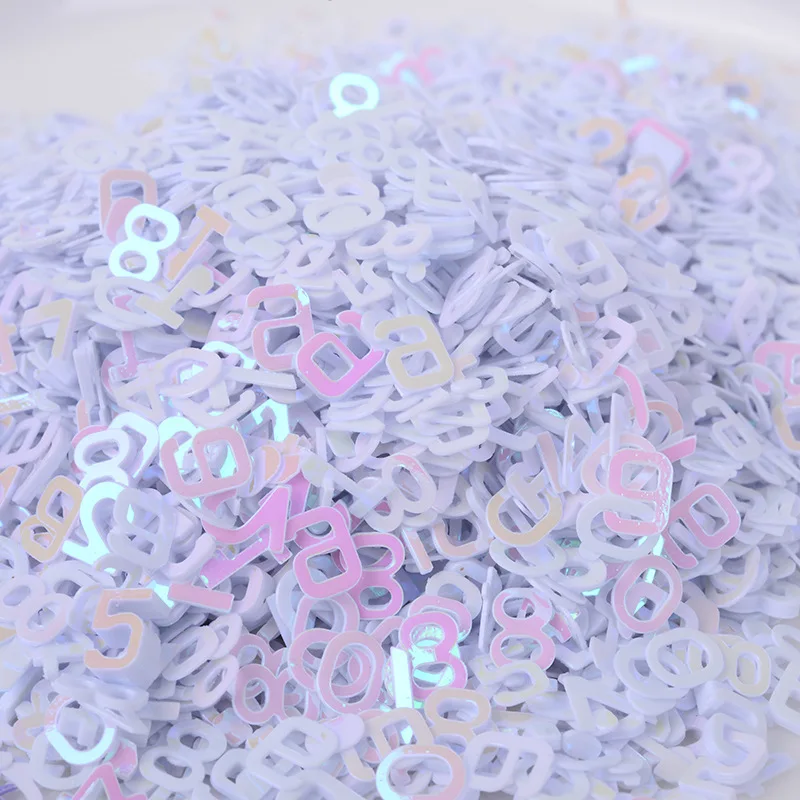 500g/bag 6MM Mixed Color Number Sequins - Glitter Flakes for Slime Fillers & Nail Art, Sparkling DIY Craft Accessories