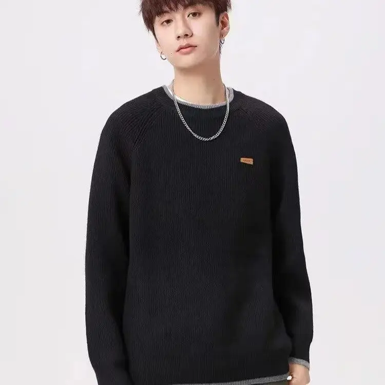 

Теплый повседневный свободный круглый мужской вязаный свитер Fce из полиэстера Busin Casual Sle осенний сезон дышащий удобный