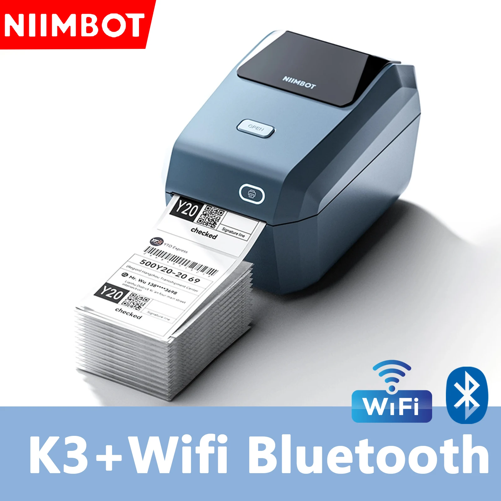 Niimbot K3 Desktop Label Printer Bluetooth Wireless Wifi USB 80mm Thermal Maker Shipping Barcode White Sticker Labeling Machine