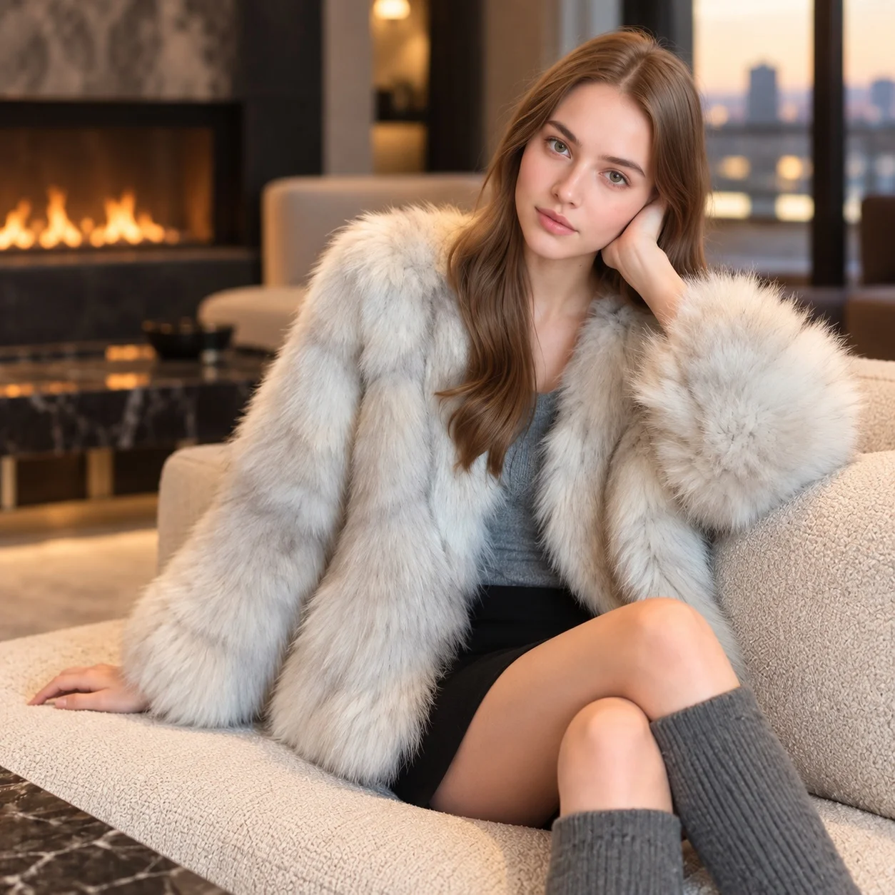 No Hood Patchwork Coat Regular Length British Style with Stand Collar Elegant Commuter Sexy Long Sleeve Women Winter Jacket