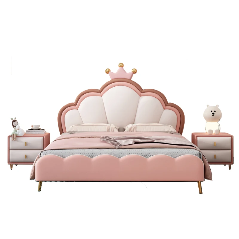 Display Princess Double Bed Organizer Designer Large Wooden Luxury Double Bed Full Size Storage Princess Muebles Hotel Furniture