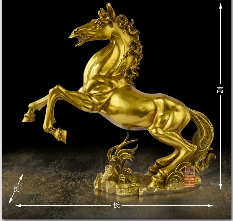 huge -Business Efficacious Money Drawing Talisman House Protection -Home office Golden FENG SHUI KAI GUANG Bronze horse statue