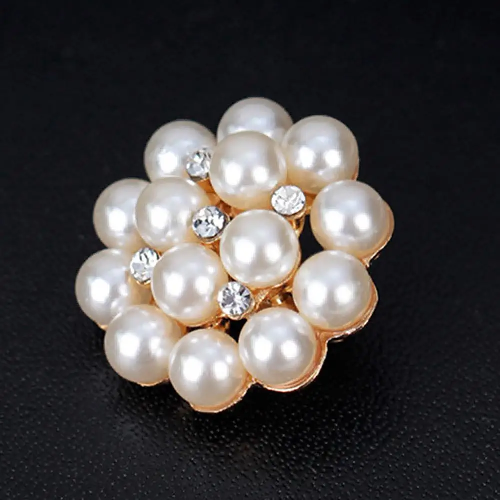 Flower Rhinestone Imitation Pearl Brooch Pin DIY Bridal Wedding Bouquet Decor Women's Dress Sweater Clothing Accessories