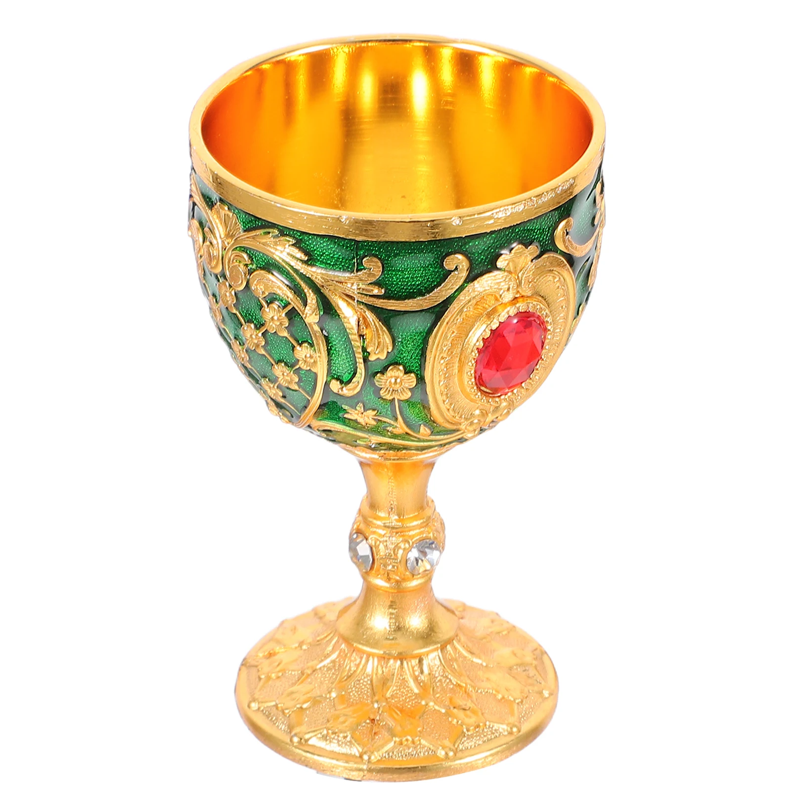 

Elegant Glass Vintage Brass Goblets Decorative Shot Cup Zinc Alloy Royal Chalice Shatterproof Metal Retro Home Bar Party