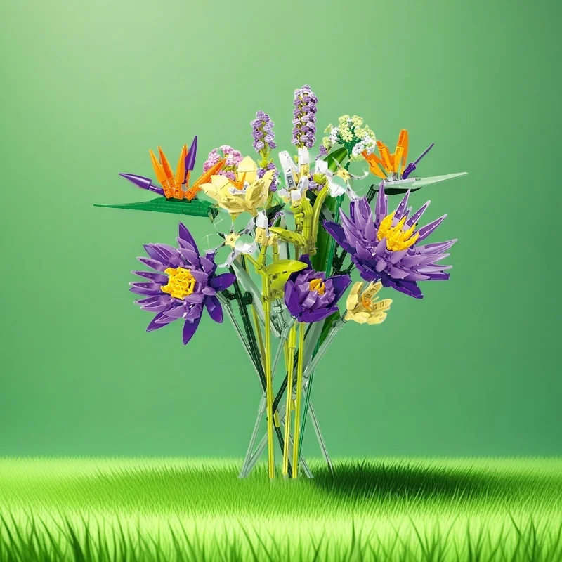 

Colorful bouquet building block assembly toys suitable for children's hands-on ability holiday surprise gifts home decoration