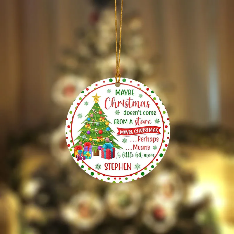 

Акриловое украшение для елки с персонализированным текстом "Стивен" - 2D круглый праздничный кулон, плоский рельефный дизайн, праздничная стена.