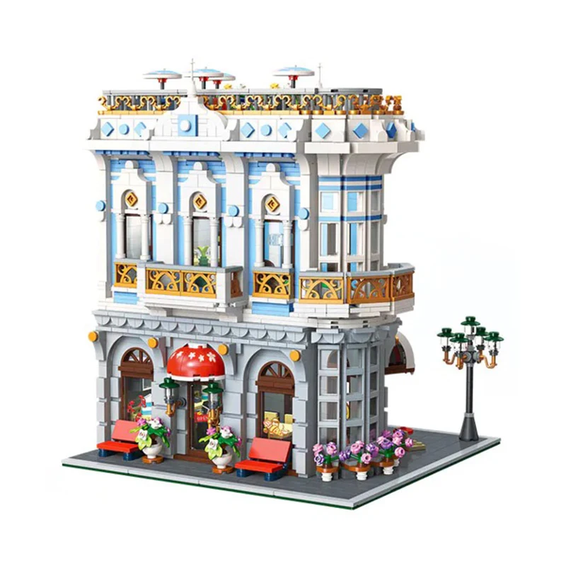 Modèle de blocs de construction de restaurant Sakura, vue sur la rue de la ville, ensemble de briques d'architecture modulaires, MOC 89109, jouet cadeau pour enfants et adultes