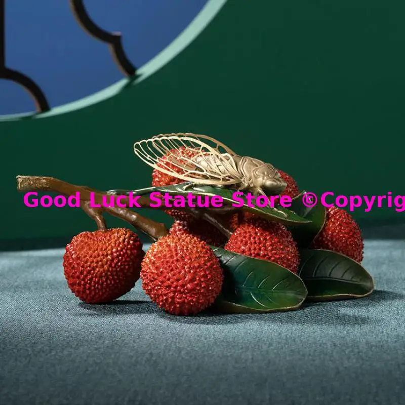 Amazing ART Litchi chinensis BEST Business gift Good luck decorationCOPPER Lucky Sculpture 2025 HOME Room OFFICE BAR CLUB decor