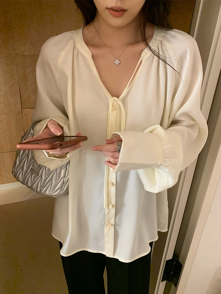 

Женская льняная рубашка NAZ большого размера, свободного кроя, весенняя новинка, с V-образным вырезом, модная, повседневная, дышащая, с длинным рукавом