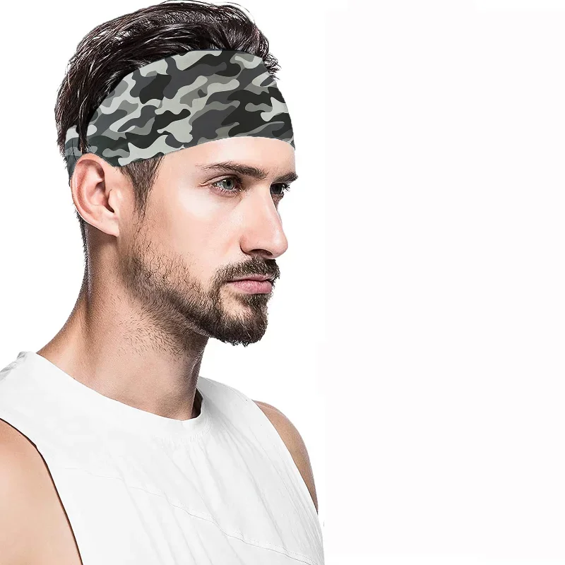 Sports Headband Men Women Printed Wide Sports Sweatband Stretch Elastic Fitness Gym Running Tennis Headwrap Yoga Hair Bands 1pc