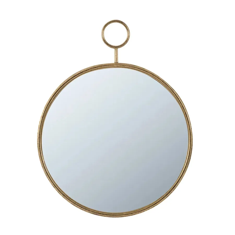 22" x 28" Round Gold Iron Frame Wall Mirror Decorative Accent Mirror for Living Room Entryway Office