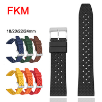 Fluoro Rubber Strap FKM Band Quick Release Stainless Steel Buckle Sport Waterproof Men Women Replace Watch Belt 18/20/22/24mm