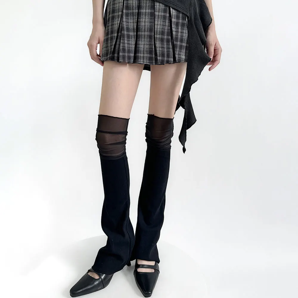 Y2k Women Leg Warmer Soft Solid Color Over The Knee High Sock Black White Gothic Lolita Leg Stocking Horn Shaped Cuffs For Party view 4