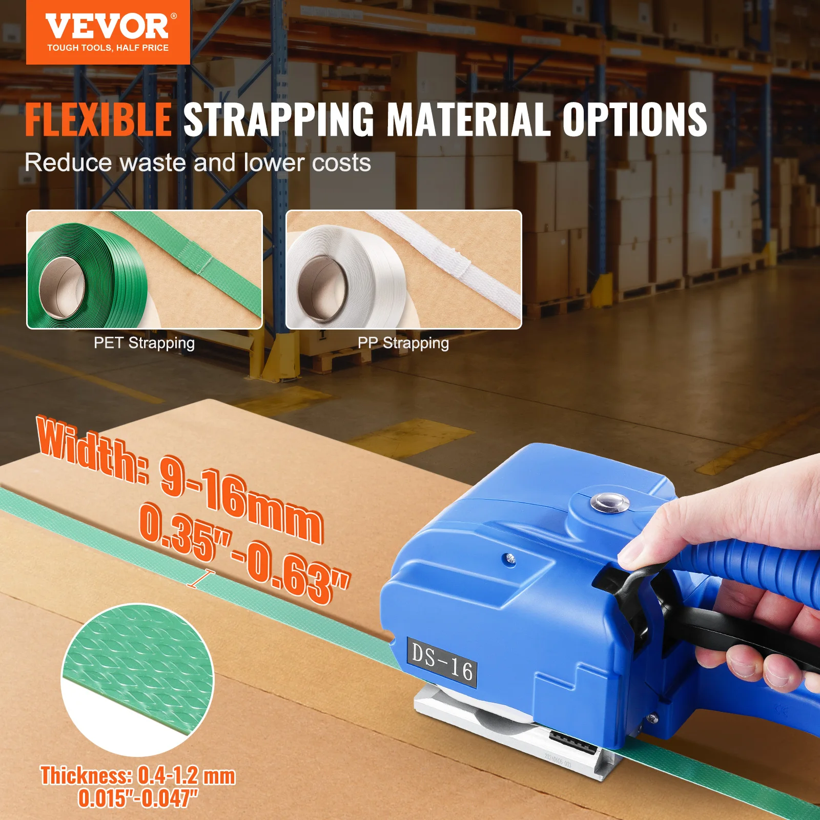 VEVOR Automatic Electric Strapping Machine Portable Powered Banding Tool for 0.35