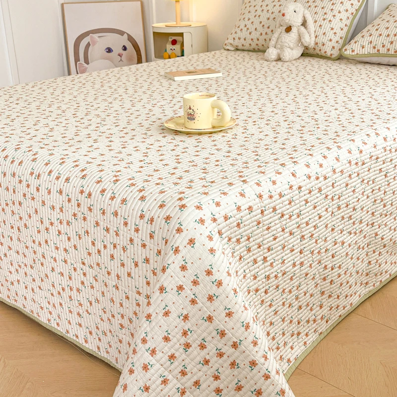[Only Bedsheet] Elegant Simple Countryside Style Bed Cover Double Sided Design Bedspread Soft Bedsheet